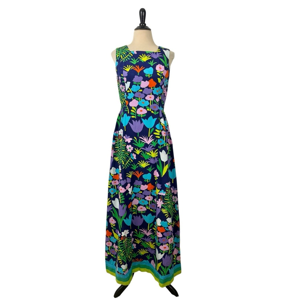 TANNER of North Carolina Vintage Floral Maxi DRESS Small 10 Colorful Resort